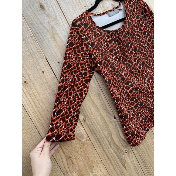 Liz Claiborne Women's Semi-Sheer Long Sleeve Shirt petite medium‎ orange - Picture 2 of 6